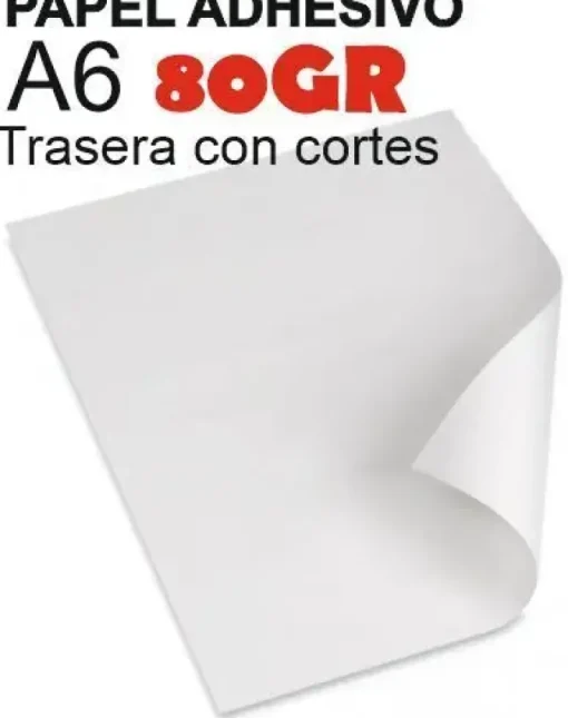 ADHESIVO OFFSET 80GR 50HOJAS A-6 PARA IMPRESORA CON CORTES TRASEROS