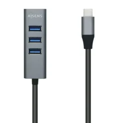 AISENS HUB USB 3.1 USB-C - USB-C MACHO A 4XTIPO A HEMBRA - 10CM - COLOR GRIS