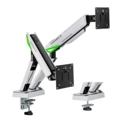 AISENS SOPORTE DE MESA GAMING CONTRAPESO GIRATORIO E INCLINABLE PARA MONITOR-TV 16KG - 3 PIVOTES - 2 BRAZOS - 17-38 - COLOR BLANCO