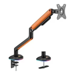 AISENS SOPORTE DE MESA RGB GAMING PARA MONITOR/TV - GIRATORIO E INCLINABLE - ILUMINACION RGB - ACERO Y ALUMINIO - COMPATIBLE VESA - CARGA MAXIMA 9KG - BRAZO ARTICULADO - SISTEMA DE PASACABLES - COLOR
