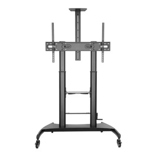 AISENS SOPORTE DE SUELO ECO CON RUEDAS Y MANIVELA - BANDEJA PARA DVD Y SOPORTE DE CAMARA PARA MONITOR/TV - HASTA 100KG - DE 60 A 100 PULGADAS - COLOR NEGRO