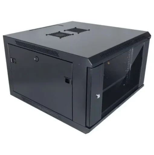 AITEN DATA AI6412 ARMARIO MURAL 12U FONDO 450 - PUERTA DE CRISTAL - CERRADURA DE SEGURIDAD - INCLUYE BANDEJA FIJA Y VENTILADOR 120MM - COLOR NEGRO
