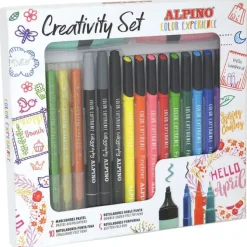 ALPINO COLOR EXPERIENCE KIT CREATIVO DE 10 FINELINERS - 5 ROTULADORES GLITTER MARKERS - 3 ROTULADORES ESPECIALES PARA CALIGRAFIA - 2 MARCADORES PASTEL - COLORES SURTIDOS