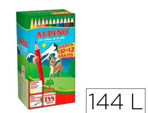 ALPINO FESTIVAL PACK DE 144 LAPICES DE COLORES - MINA DE 3MM - IDEAL PARA TODA LA CLASE - COLORES SURTIDOS
