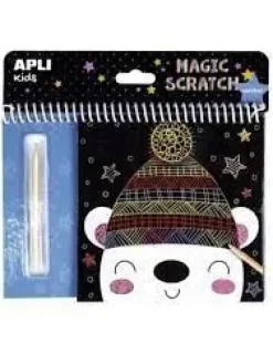 APLI BLOC DE LAMINAS PARA RASCAR INVIERNO - JUEGO DIDACTICO - PROMUEVE CREATIVIDAD - REFUERZA CONFIANZA - MEJORA HABILIDAD MANUAL - IDEAL PARA VIAJES - INCLUYE PALITO RASCADOR