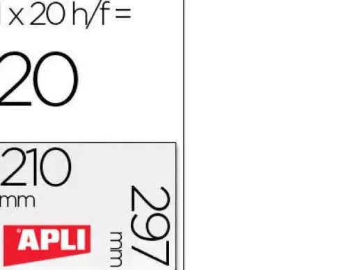 APLI ETIQUETAS PERMANENTES BLANCAS 210 X 297 MM - 20 HOJAS - RESISTENTES INTEMPERIE