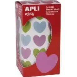 APLI GOMETS EN ROLLOS CORAZONES COLORES PASTEL 900U AP16796