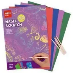 APLI MAGIC SCRATCH COLORES PACK DE 8 LAMINAS PARA RASCAR - MEDIDAS 210 X 297MM - COLORES SURTIDOS
