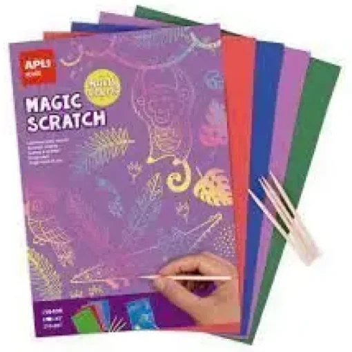 APLI MAGIC SCRATCH COLORES PACK DE 8 LAMINAS PARA RASCAR - MEDIDAS 210 X 297MM - COLORES SURTIDOS