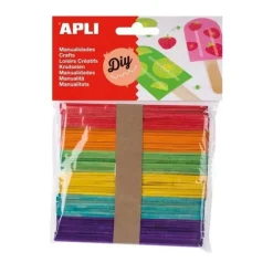 APLI PACK DE 50 PALOS POLO DE MADERA NATURAL 114 X 10 MM - COLORES SURTIDOS