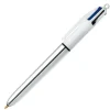 BIC 4 COLOURS SHINE BOLIGRAFO DE BOLA RETRACTIL - PUNTA DE 1MM - TRAZO DE 0.4MM - TINTA CON BASE DE ACEITE - CUERPO PLATA/BLANCO - 4 COLORES