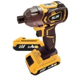 BLIM ATORNILLADOR DE IMPACTO A BATERIA 20V 2AH - INCLUYE 2 BATERIAS - 190NM PAR MAXIMO - 2 VELOCIDADES 0-1000/0-2800RPM - COLOR AMARILLO