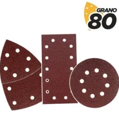 BLIM PACK DE 9 LIJAS CON VELCRO PARA LIJADORA BL0151 - GRANO 80 - 3 FORMATOS