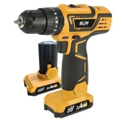 BLIM TALADRO PERCUTOR A BATERIA 20V 2AH - INCLUYE 2 BATERIAS - 32NM PAR MAXIMO - 2 VELOCIDADES 0-400/0-1500RPM - COLOR AMARILLO