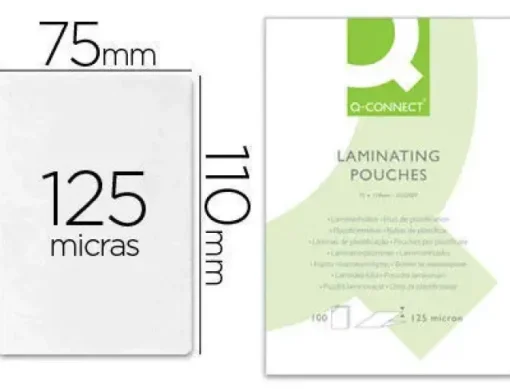 BOLSA DE PLASTIFICAR Q-CONNECT 110 X 75 MM 125 MC CARNET DE IDENTIDAD CAJA DE 100 UNIDADES