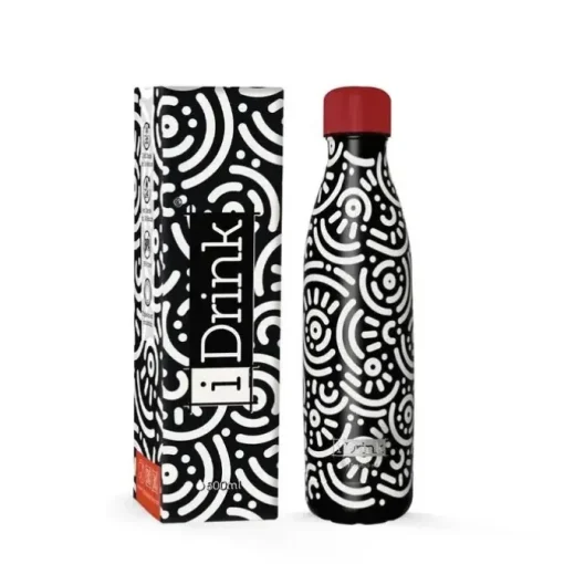 BOTELLA TERMICA GEOMETRIC 500ML ACERO INOXIDABLE ID423 DECORADA FORAS GEOMETRICAS