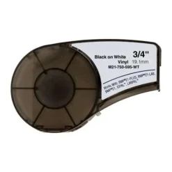 BRADY M21-750-595-WT CINTA DE ETIQUETAS GENERICAS DE VINILO - TEXTO NEGRO SOBRE FONDO BLANCO - ANCHO 19.1MM X 6.4 METROS - 750 ETIQUETAS