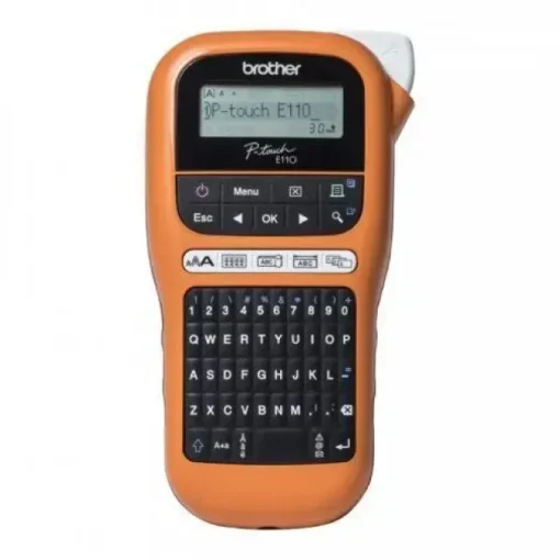 BROTHER PT-H110VP ROTULADORA ELECTRONICA PORTATIL - PANTALLA LCD - 200 SIMBOLOS - VELOCIDAD 20MMS - COLOR NEGRO/NARANJA