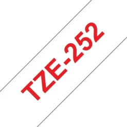BROTHER TZE252 CINTA LAMINADA GENERICA DE ETIQUETAS - TEXTO ROJO SOBRE FONDO BLANCO - ANCHO 24MM X 8 METROS
