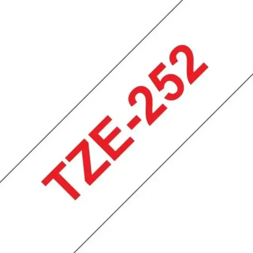 BROTHER TZE252 CINTA LAMINADA GENERICA DE ETIQUETAS - TEXTO ROJO SOBRE FONDO BLANCO - ANCHO 24MM X 8 METROS
