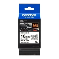BROTHER TZEFX241 CINTA LAMINADA FLEXIBLE ORIGINAL DE ETIQUETAS - TEXTO NEGRO SOBRE FONDO BLANCO - ANCHO 18MM X 8 METROS