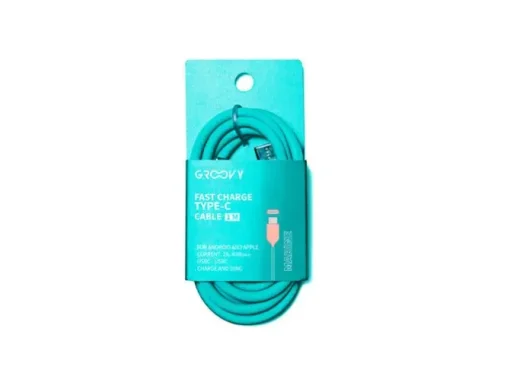 CABLE GROOVY TIPO C A TIPO C CARGA RAPIDA LONGITUD 1 MT COLOR AZUL MARINO