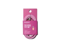 CABLE GROOVY USB 2.0 A USB C APPLE LIGHTNING LONGITUD 1 MT SILICONA COLOR ROSA FLAMENCO