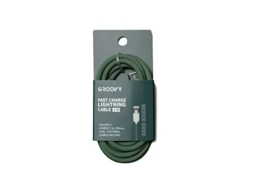 CABLE GROOVY USB 2.0 TIPO C A TIPO C LONGITUD 1 MT SILICONA COLOR VERDE SALVIA