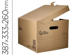 CAJON LIDERPAPEL CARTON 100% RECICLADO PARA 3 CAJAS ARCHIVO DEF. FOLIO / 3 ARCHIVADORES A-Z 387X333X260