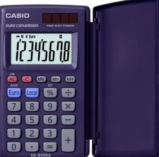 CALCULADORA DE BOLSILLO CASIO 8 DIGITOS HS-8 VERA CON TAPA