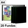 CAMPUS CARPETA 20 FUNDAS PLUS A4 NEGRO 220 MAK180226