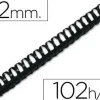 CANUTILLO Q-CONNECT REDONDO 12 MM PLASTICO NEGRO CAPACIDAD 102 HOJAS CAJA DE 100 UNIDADES