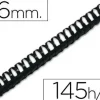 CANUTILLO Q-CONNECT REDONDO 16 MM PLASTICO NEGRO CAPACIDAD 145 HOJAS CAJA DE 50 UNIDADES