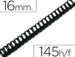 CANUTILLO Q-CONNECT REDONDO 16 MM PLASTICO NEGRO CAPACIDAD 145 HOJAS CAJA DE 50 UNIDADES