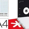 CARPETA CON RECAMBIO LIDERPAPEL ANTARTIK A4 CUADRO 5 MM FORRADA 4 ANILLAS 25MM COLOR NEGRO