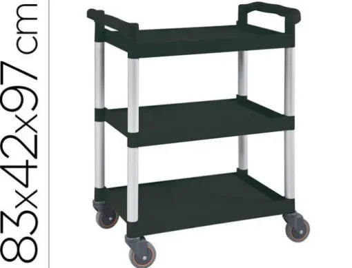 CARRO DE SERVICIO MULTIFUNCIONAL Q-CONNECT 3 ESTANTES DE POLIPROPILENO 830X420X970 MM