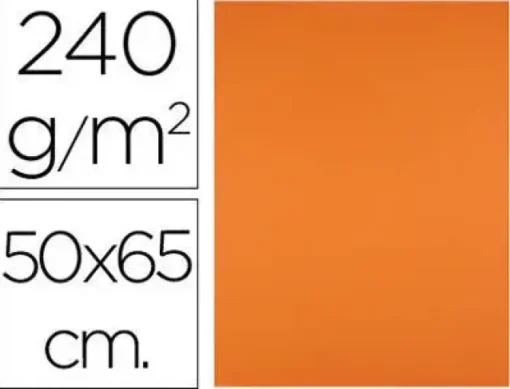 CARTULINA LIDERPAPEL 50X65 CM 240G/M2 NARANJA PAQUETE DE 25 UNIDADES