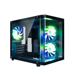 COOLBOX GM100 VISION CAJA MINI TORRE MICRO ATX, MINI-ITX - FRONTAL Y LATERAL CRISTAL TEMPLADO - TAMAÑO HDD 2.5 - USB-A 3.0 Y AUDIO - 3 VENTILADORES ARGB 120MM - SOPORTA REFRIGERACION LIQUIDA