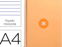 CUADERNO ESPIRAL LIDERPAPEL A4 MICRO ANTARTIK TAPA FORRADA80H 90 GR HORIZONTAL 1 BANDA 4 TALADROS COLOR AMARILLO CLAR