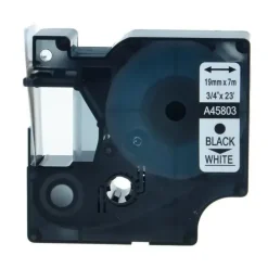 DYMO D1 45803 CINTA DE ETIQUETAS GENERICA PARA ROTULADORA - TEXTO NEGRO SOBRE FONDO BLANCO - ANCHO 19MM X 7 METROS - REEMPLAZA S0720830