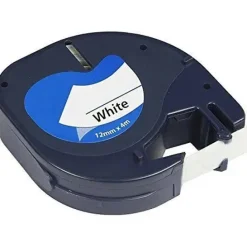 DYMO LETRATAG S0721610/S0721660 CINTA DE ETIQUETAS GENERICA PARA ROTULADORA - TEXTO NEGRO SOBRE FONDO BLANCO - ANCHO 12MM X 4 METROS (91201/91221)