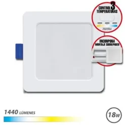 ELBAT DOWNLIGHT CUADRADO 18W - 1440LM - SELECTOR 3 TEMPERATURAS + SOBREPARED - COLOR BLANCO