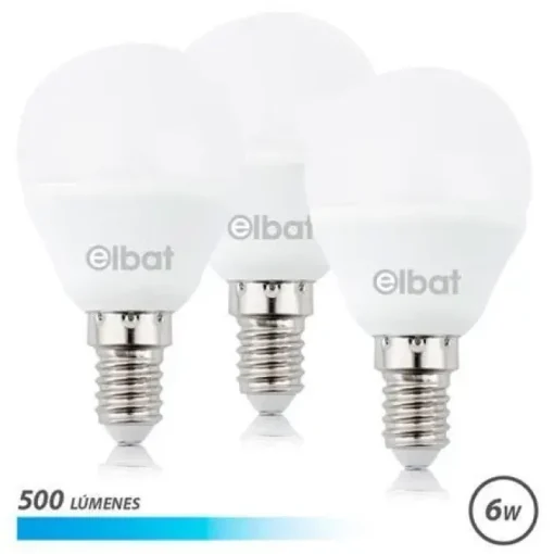 ELBAT PACK DE 3 BOMBILLAS LED G45 DE 6W - 500LM - BASE E14 - LUZ FRIA