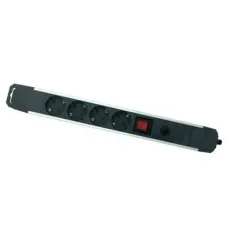 ELBAT REGLETA ALIMENTACION ALUMINIO - 4 TOMAS SCHUKO - INTERRUPTOR ON/OFF - PROTECCION DE SOBRECARGA - CABLE DE 1.50M