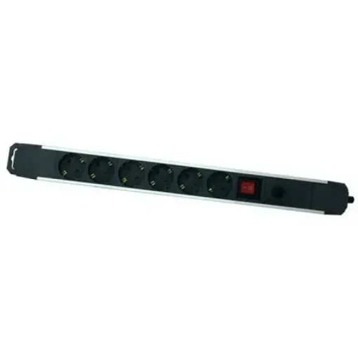 ELBAT REGLETA ALIMENTACION ALUMINIO - 6 TOMAS SCHUKO - INTERRUPTOR ON/OFF - PROTECCION DE SOBRECARGA - CABLE DE 1.50M