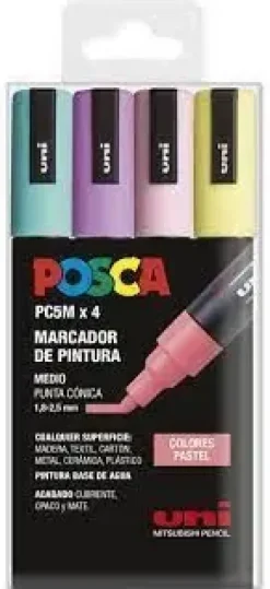 ESTUCHE ROTULADOR POSCA PC5M/4C COLORES PASTEL