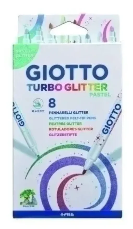 FILA ROTULADOR FIBRA GIOTTO TURBO GLITTER PASTEL CAJA DE 8