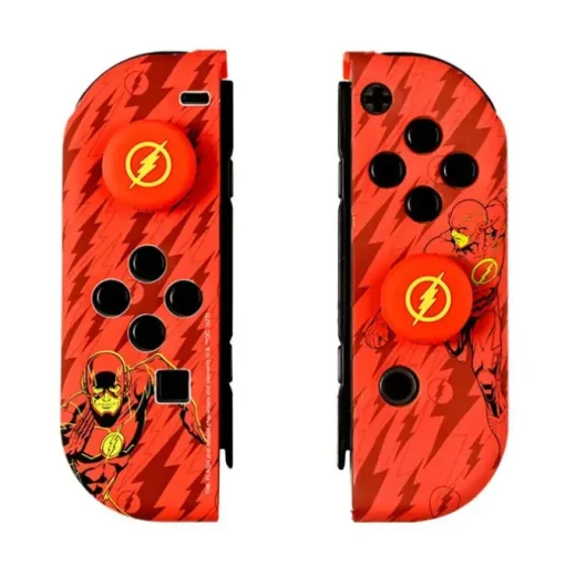 FR-TEC COMBO PACK CARCASA DURA Y GRIPS THE FLASH PARA NINTENDO SWITCH - CAJA DE 16 JUEGOS - DISEÑO UNICO Y AGARRE MEJORADO - COLOR ROJO
