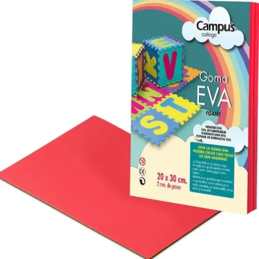 GOMA EVA A4 CAMPUS COLLEGE 2MM COLOR ROJO