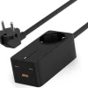 KSIX REGLETA CARGA ULTRA RAPIDA GAN 65W - PPS - POWER DELIVERY - MULTIPUERTO X4 - CABLE 1.5 M - INDICADOR LED - COLOR NEGRO